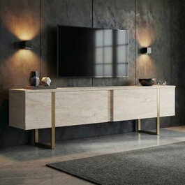 Nordure Onera Mueble para TV Travertino y Oro